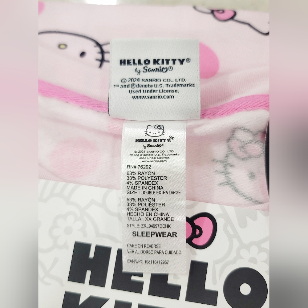 Hello Kitty Sanrio Womens 2pc Pink Knit Lounge PJ Set Long Sleeve Top Jogger - Picture 16 of 16